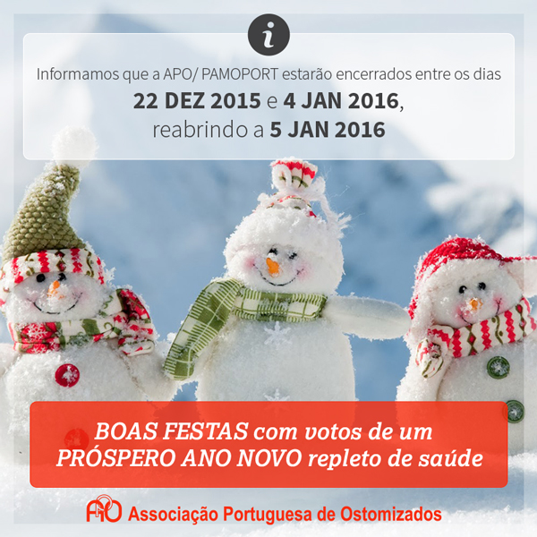 Informamos que a APO/PAMOPORT estarão encerrados entre os dias 22 DEZ 2015 e 4 JAN 2016, reabrindo a 5 JAN 2016